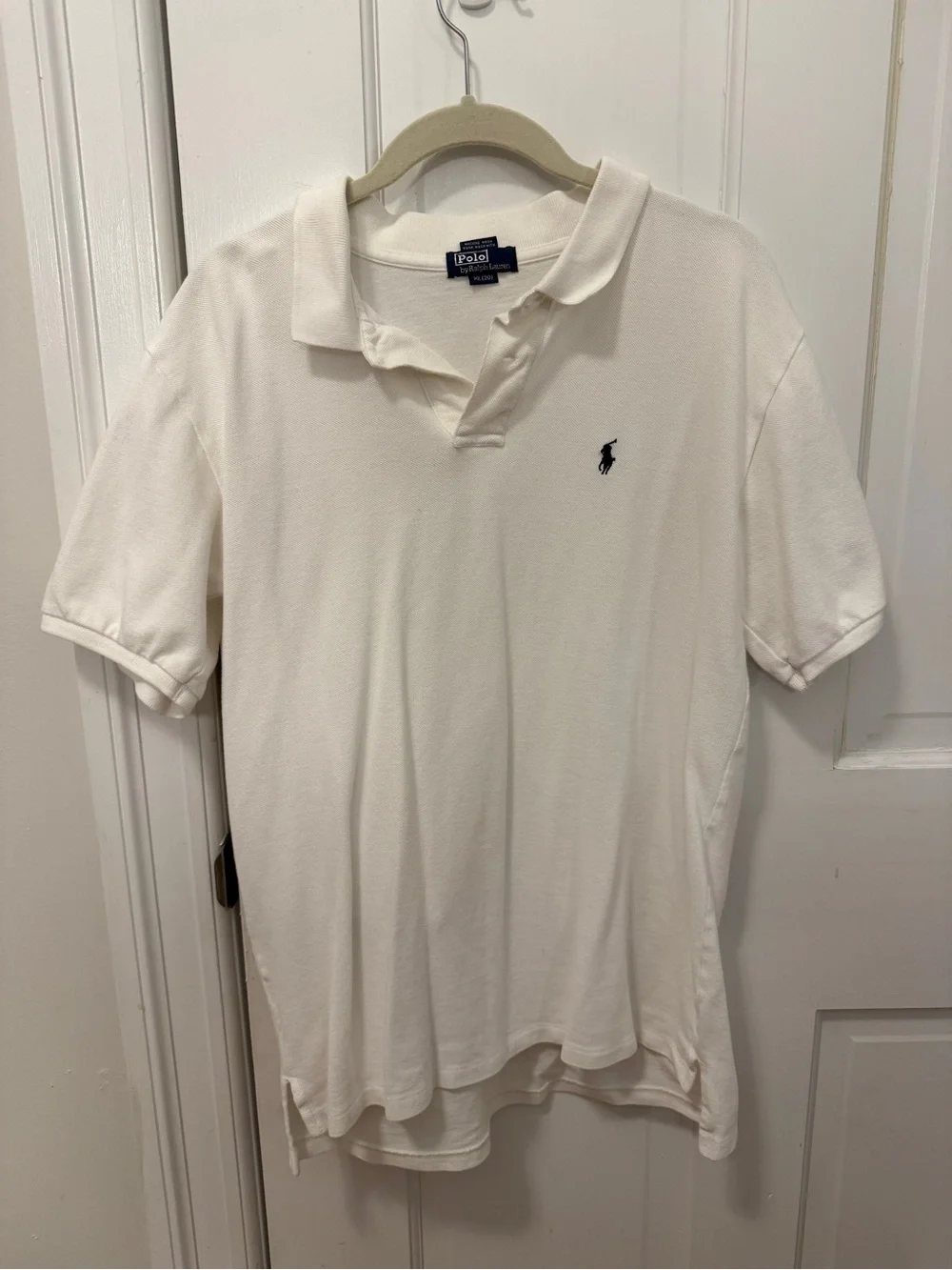 Ralph Lauren White Polo with Navy Pony Embroidery